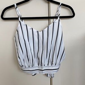 Tie back striped tank